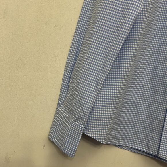 Massimo Dutti Blue white Checkered Men's Long sleeve Shirt Size L EUC - Picture 3 of 10